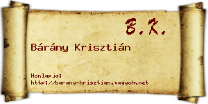 Bárány Krisztián névjegykártya